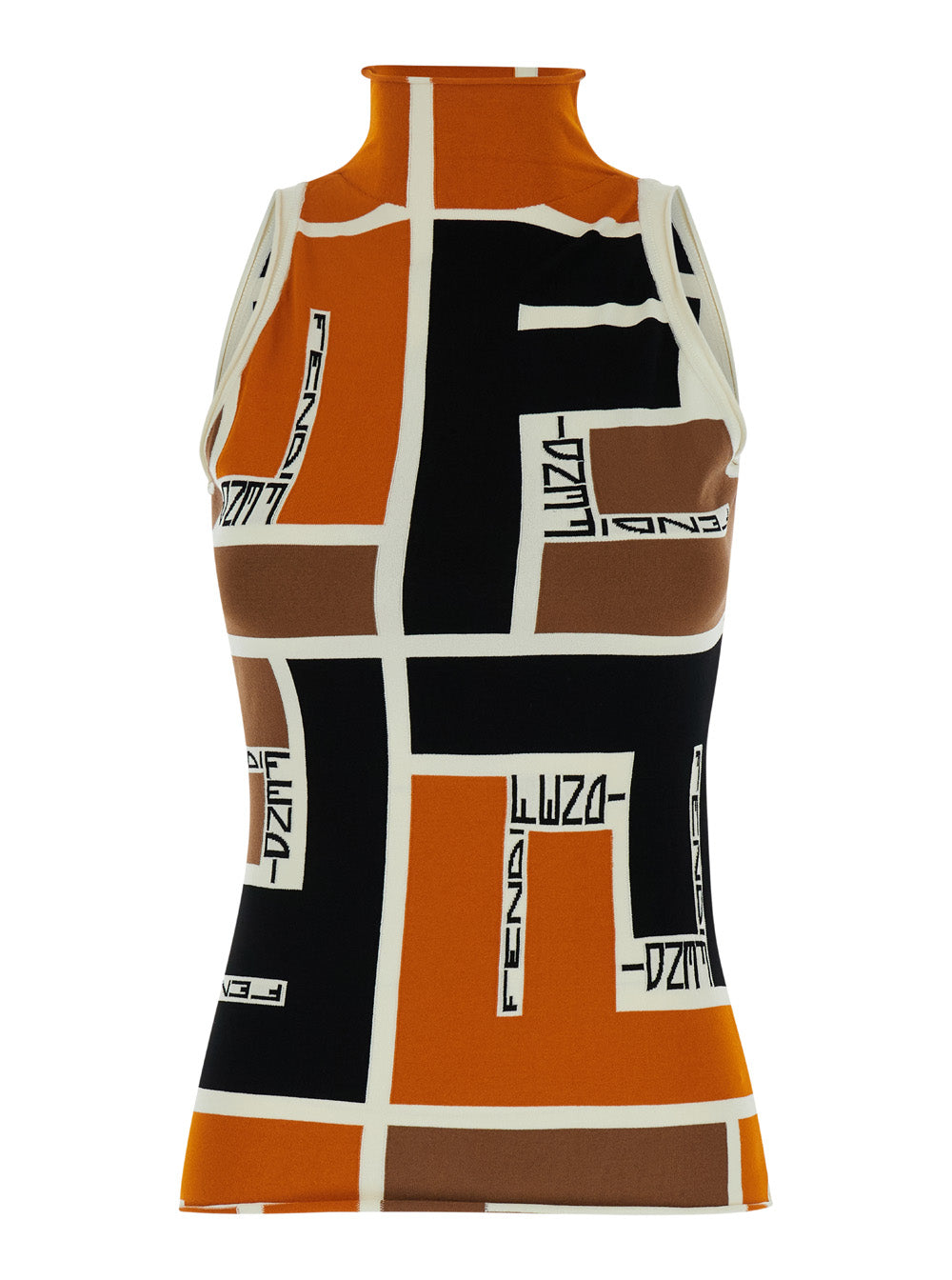 Fendi Women Multicolor Polo Neck Sweater In Viscose Blend Woman