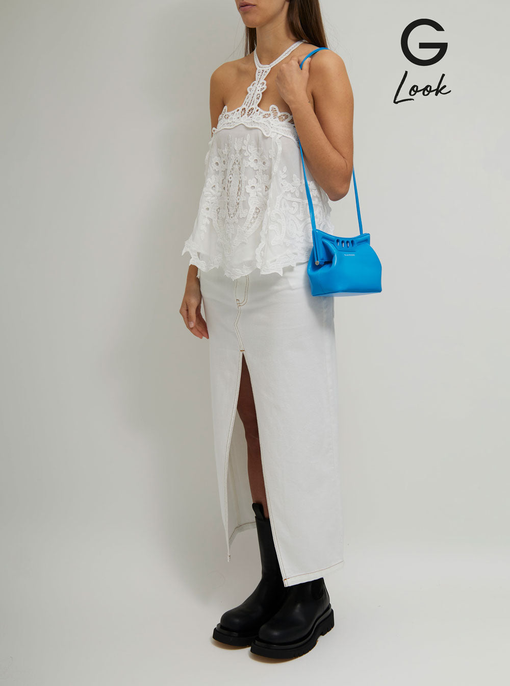 Alexander Mcqueen Women 'Peak Mini' Blue Handbag In Leather Woman