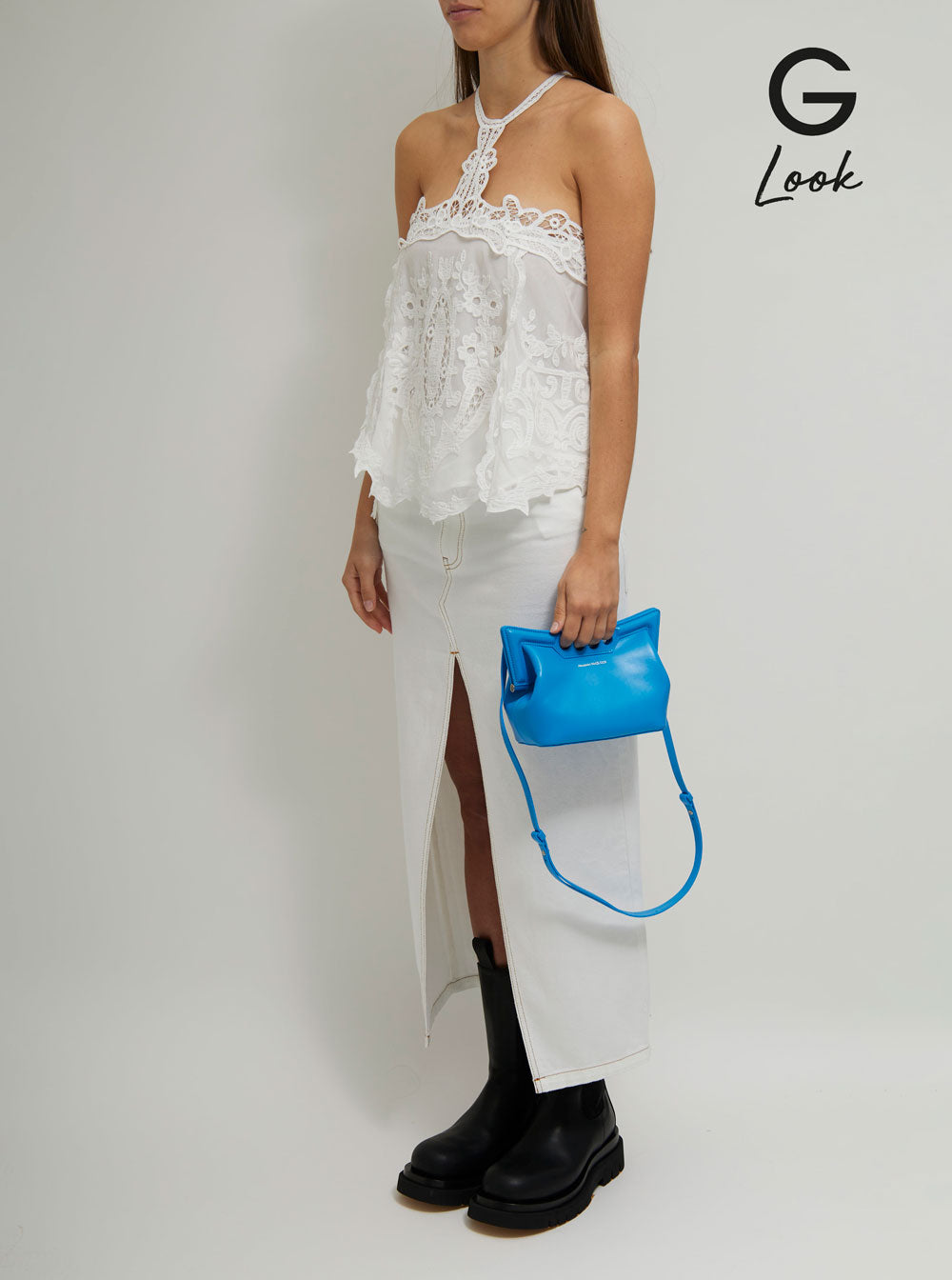 Alexander Mcqueen Women 'Peak Mini' Blue Handbag In Leather Woman