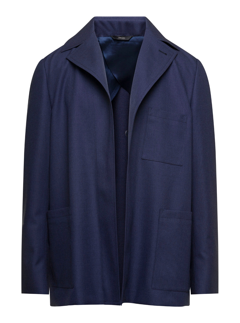 Fendi Men Blue Single-Breasted Jacket In Wool Man
