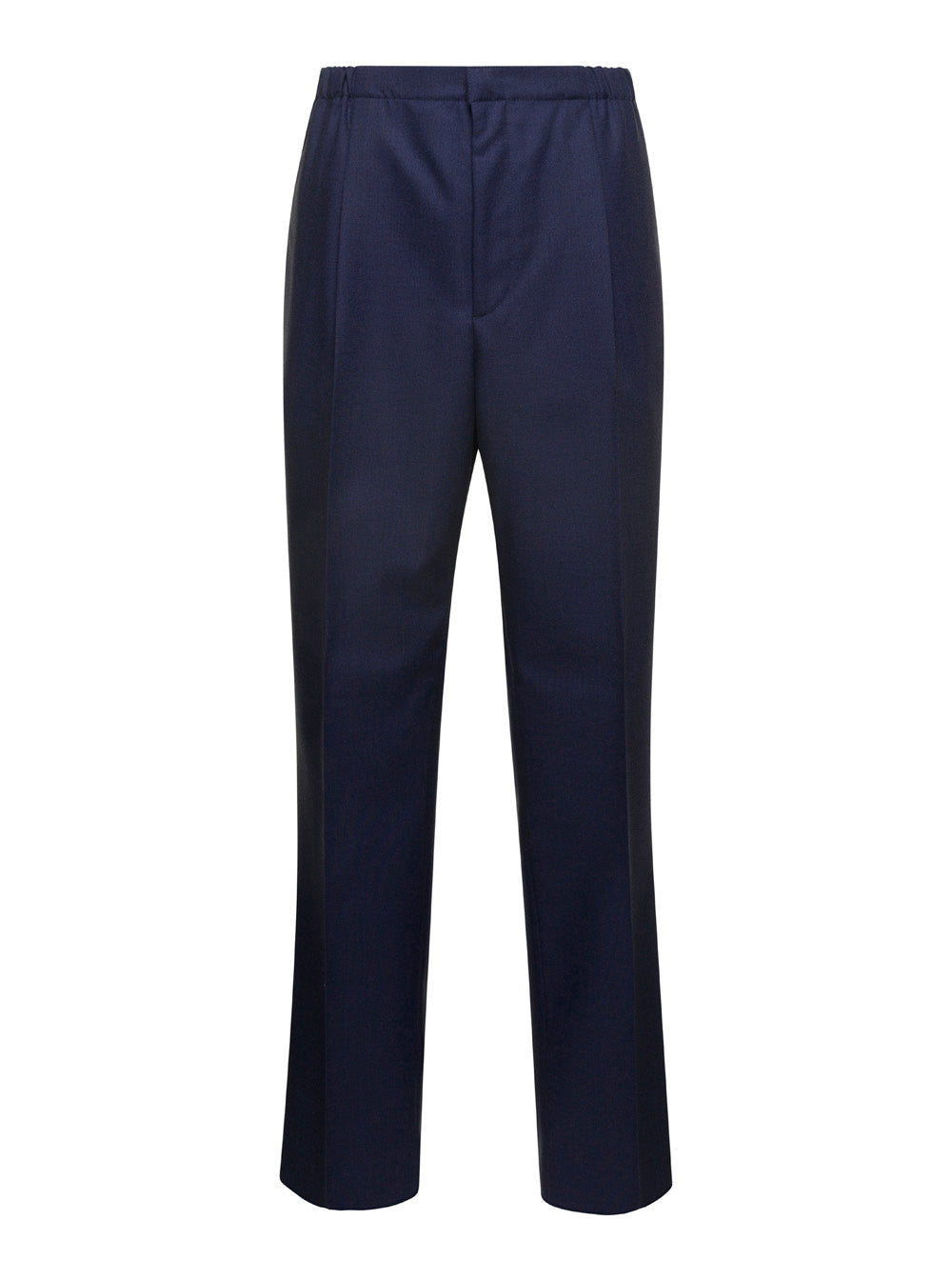 Fendi Men Blue Straight Pants In Wool Man