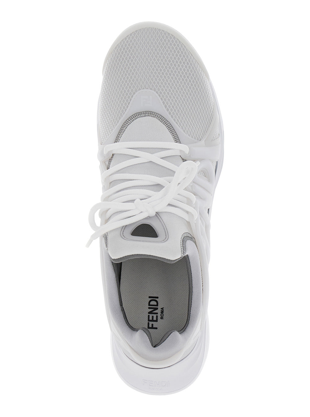 Fendi Men 'Fendi Tag' Grey Sneakers With Logo In Techno Mesh Man