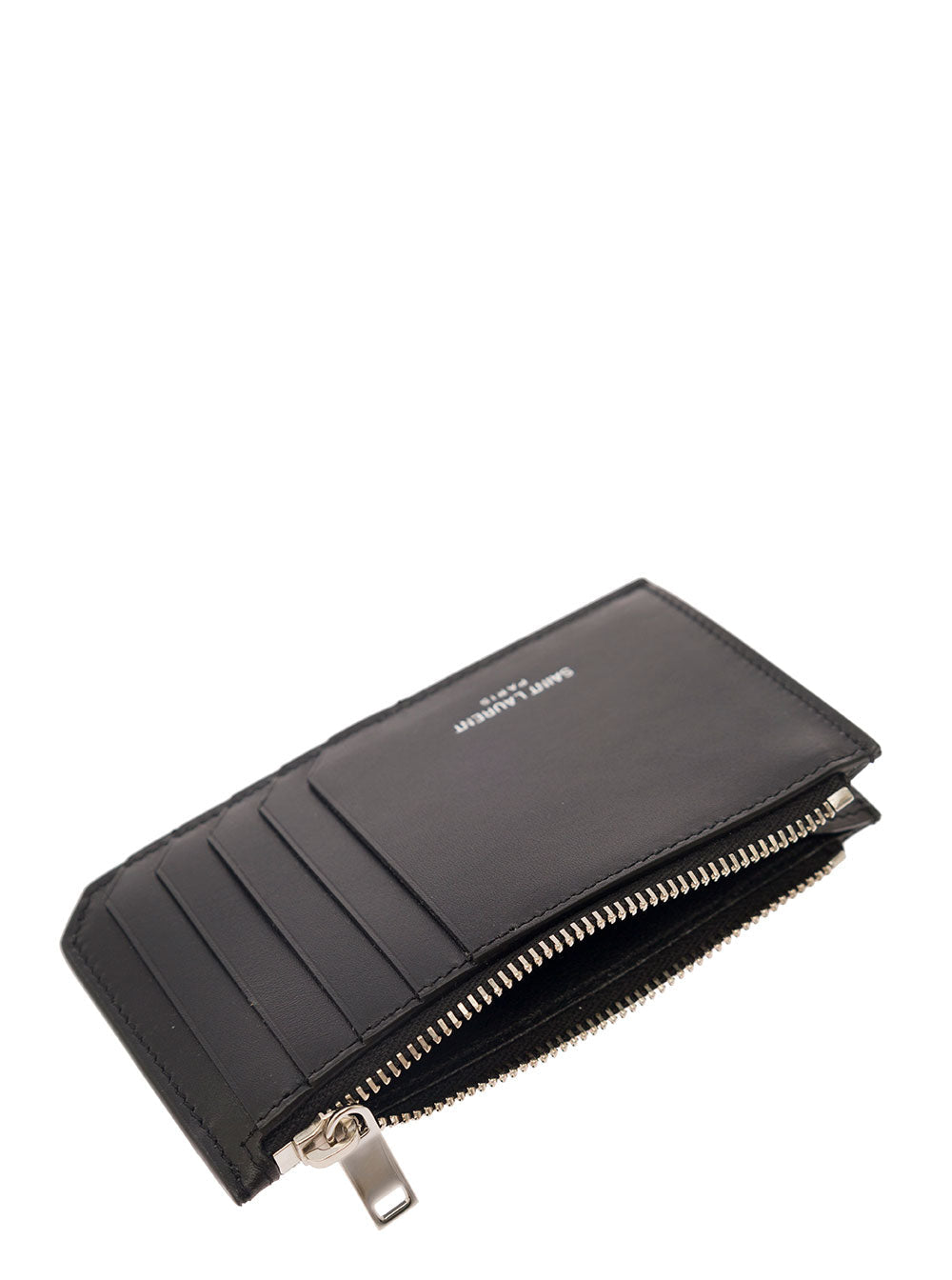 Saint Laurent Men Black Card-Holder With Embossed Logo In Leather Man