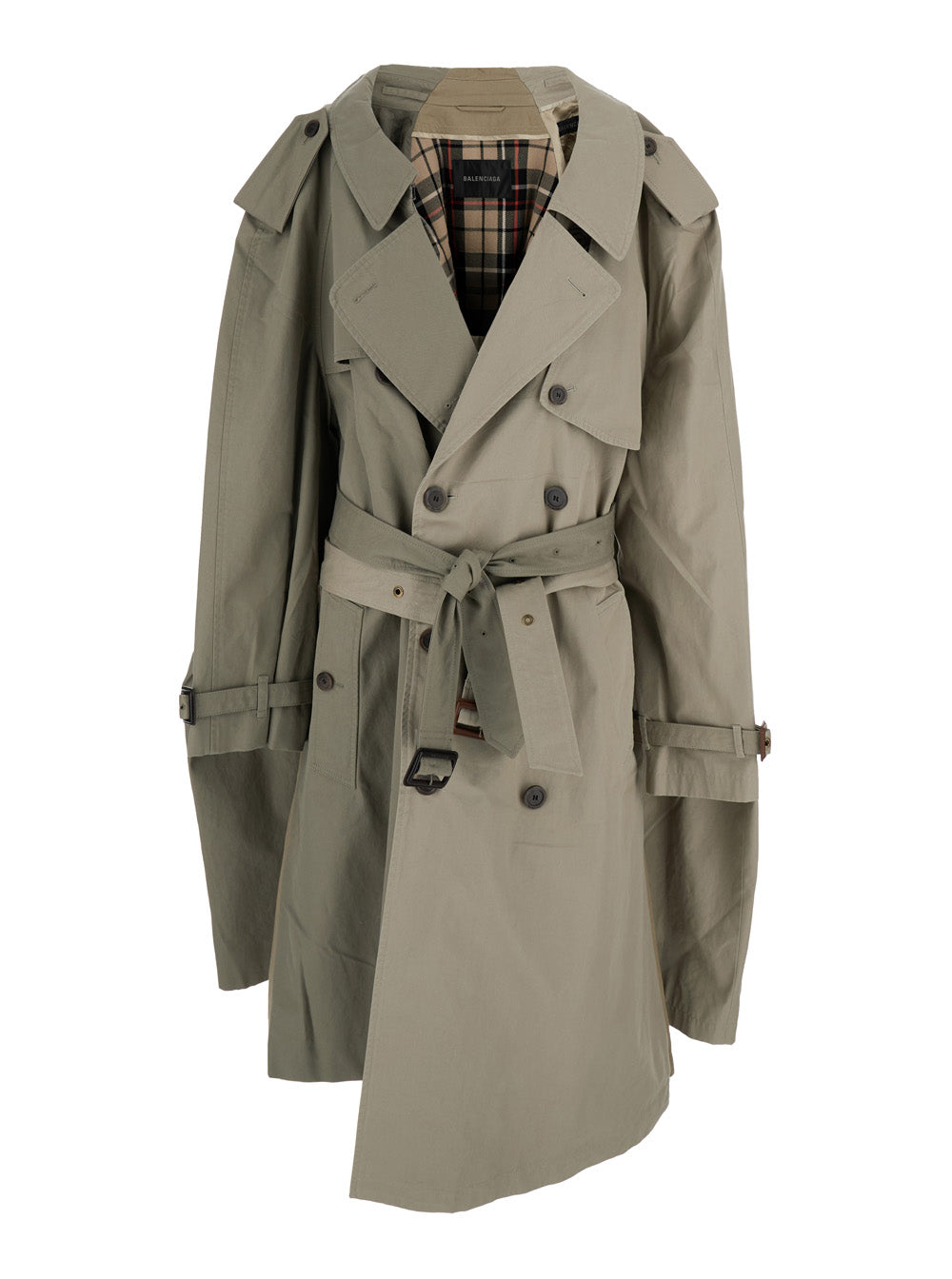 Balenciaga Women 'Double Sleeve' Beige Trench Coat With Extra Pair Of Sleeves In Cotton Woman