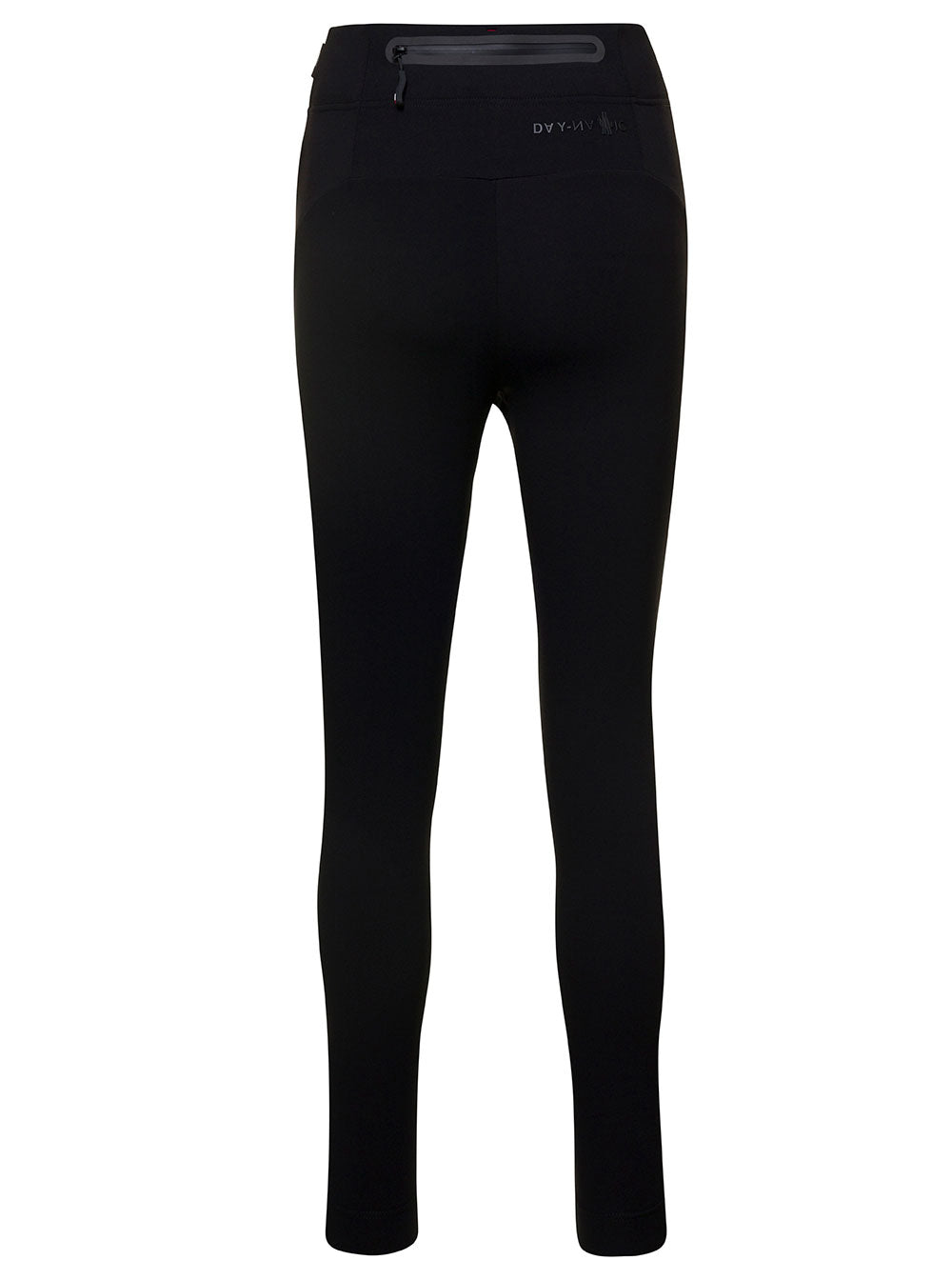 Moncler Grenoble Women Black Leggings With Zipped Pocket In Stretch Polyamide Woman