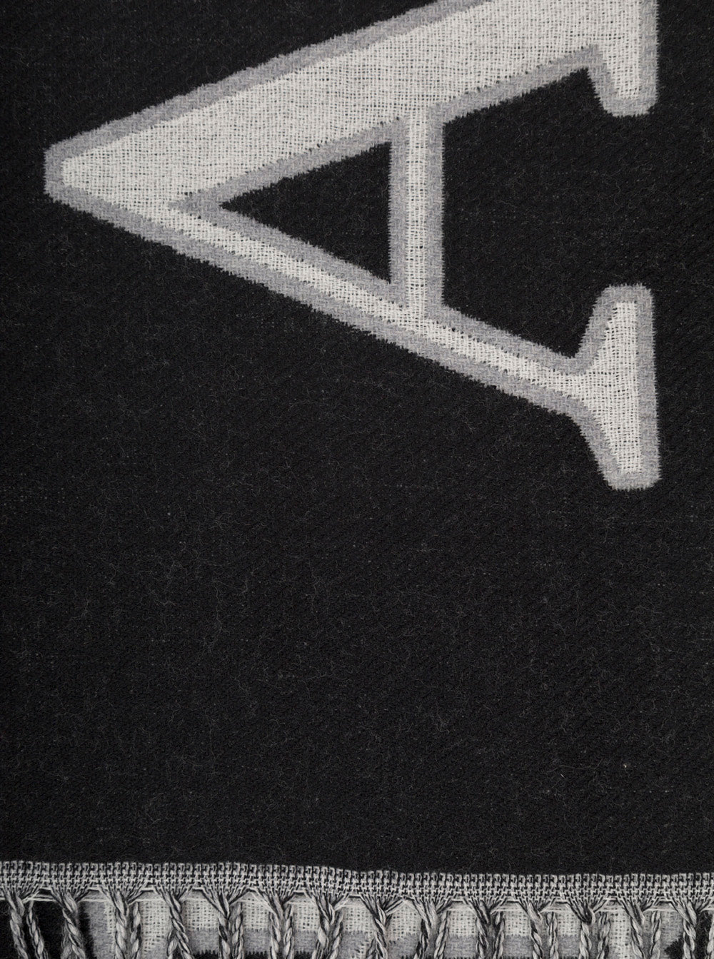 Alexander Mcqueen Men Black And White Scarf With Varsity Logo In Wool Man