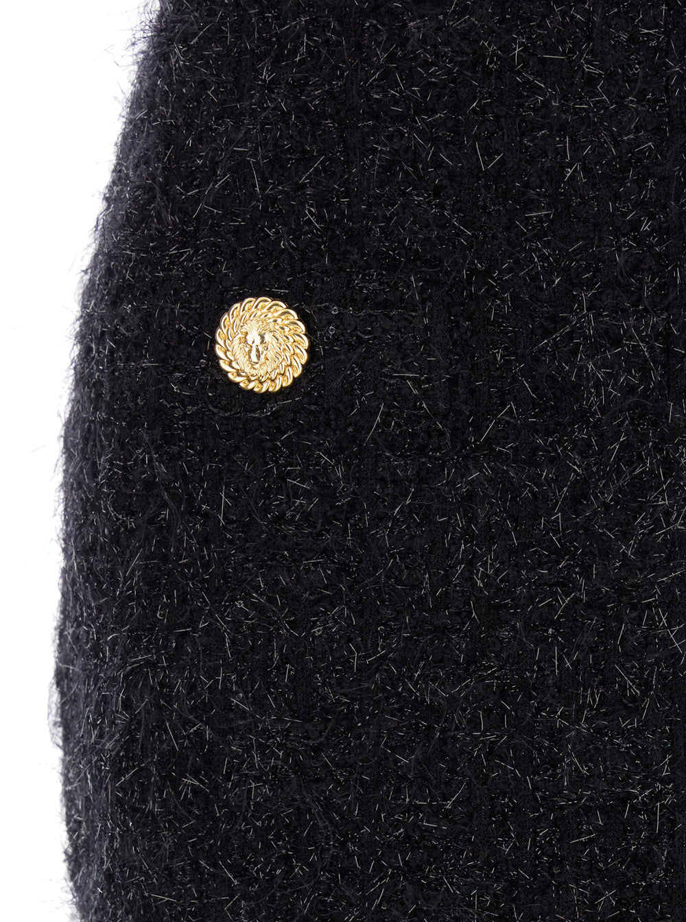 Balmain Women Black Pencil Mini Skirt With Jewel Buttons In Tweed Woman