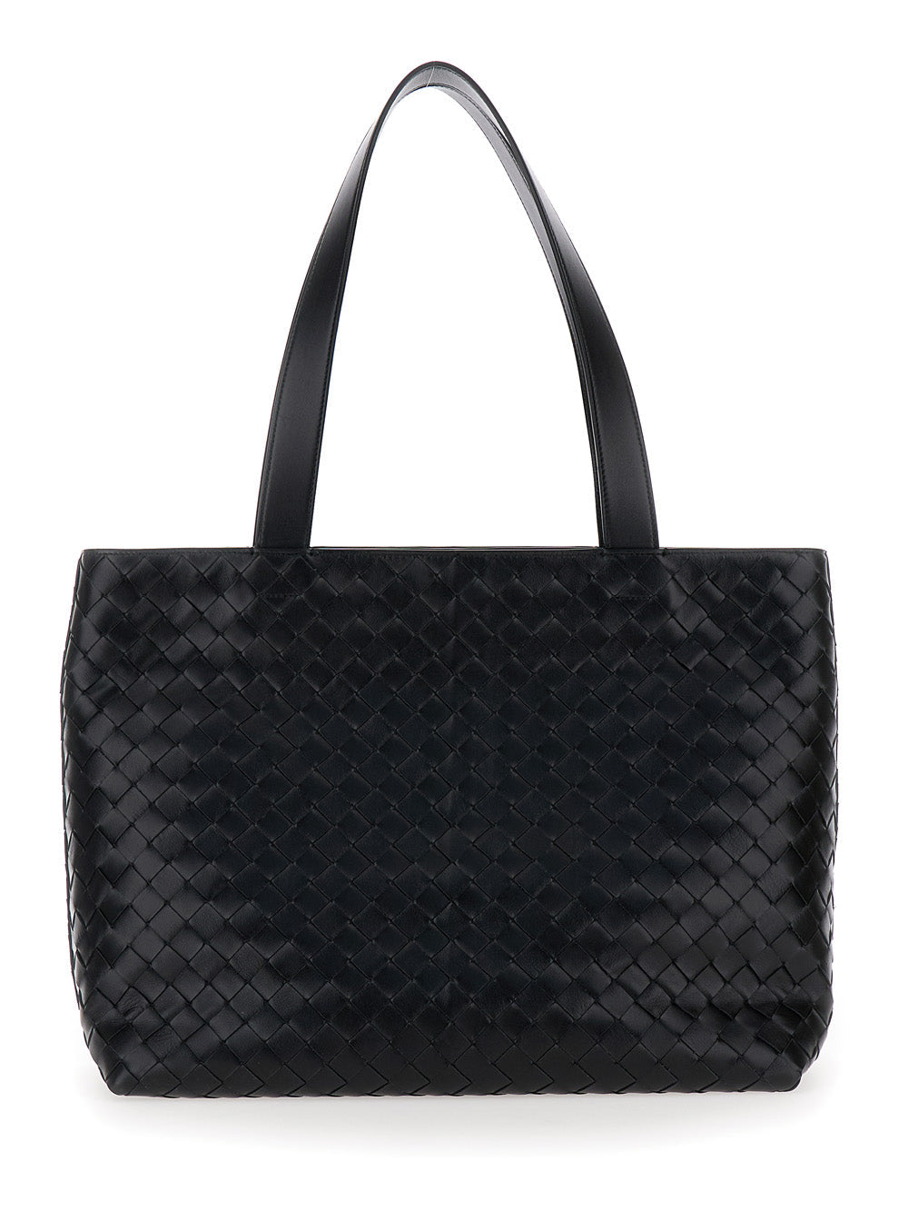 Bottega Veneta Men 'Small Intrecciato' Black Tote Bag With Zip Closure In Leather Man