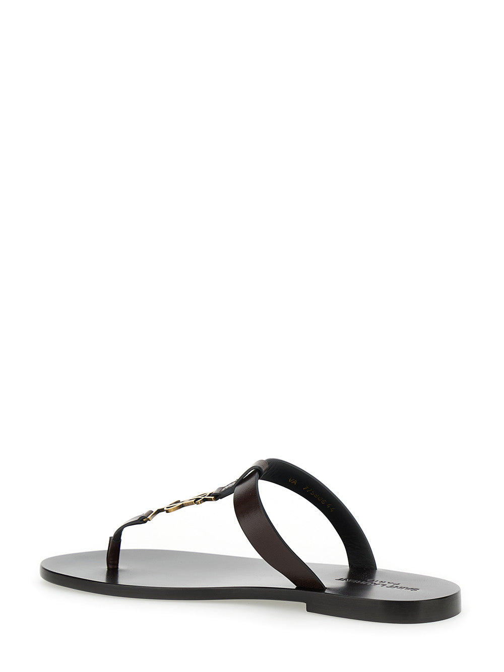 Saint Laurent Men 'Cassandre' Brown Flat Sandals With A T-Strap In Leather Woman
