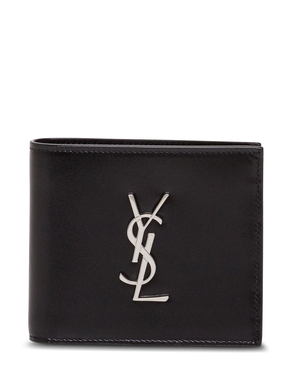 Saint Laurent Men Black Leather Wallet With Logo