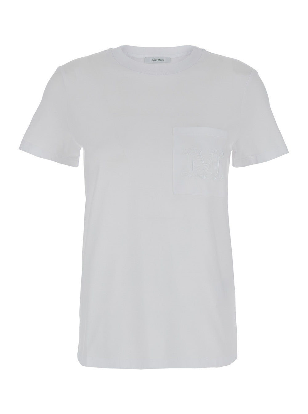 Max Mara Women White T-Shirt With Pocket With Logo In Cotton Woman
