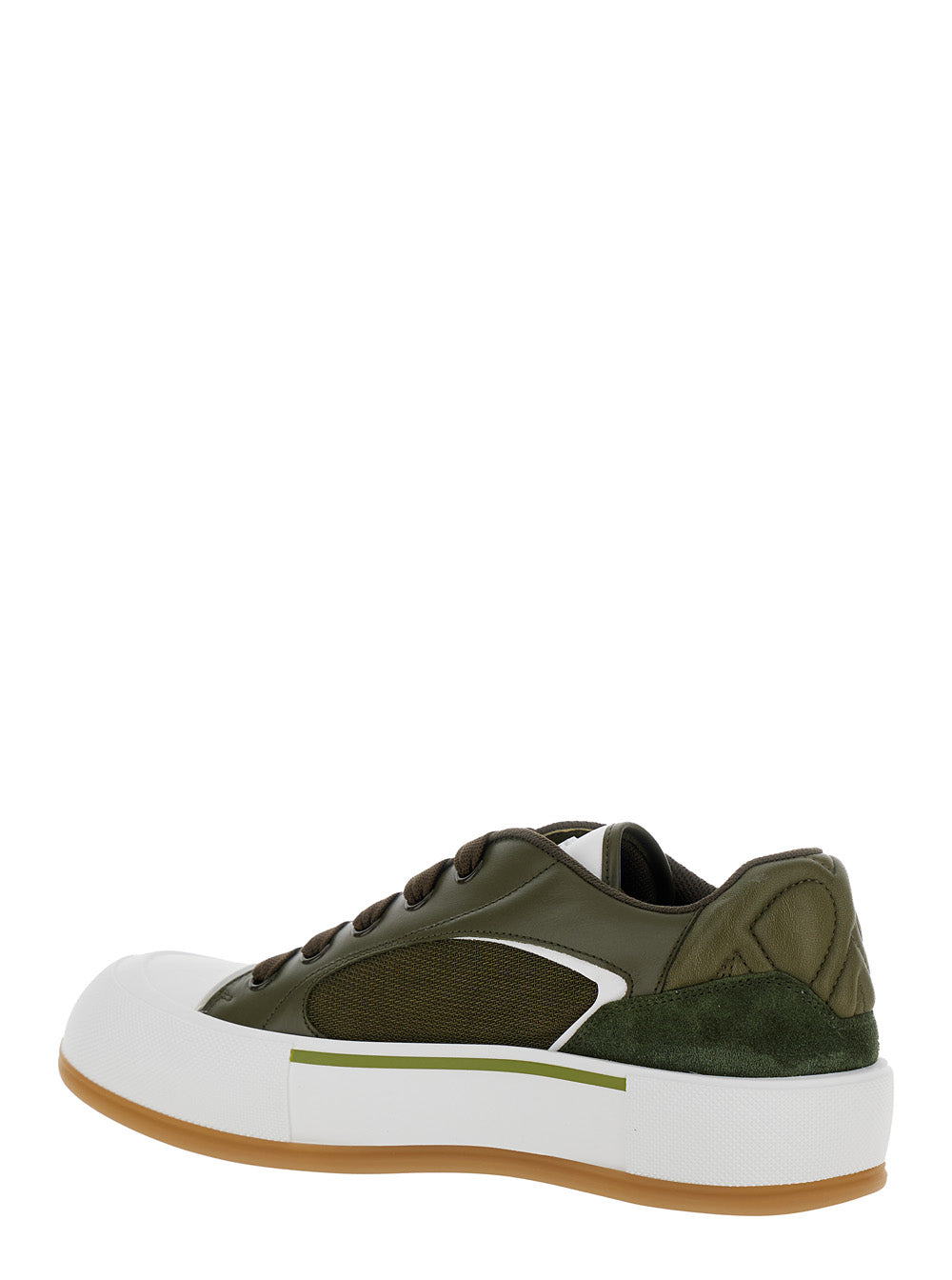 Alexander Mcqueen Men 'Cruis' Green Low Top Sneakers With Logo Detail In Leather And Fabric Man