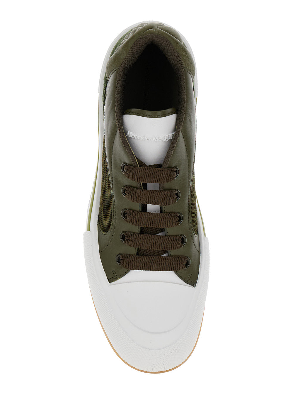 Alexander Mcqueen Men 'Cruis' Green Low Top Sneakers With Logo Detail In Leather And Fabric Man