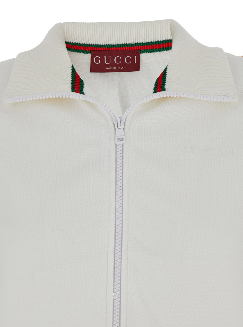 Gucci Women White Crop Sweatshirt With Web Detail In Polyamide Woman