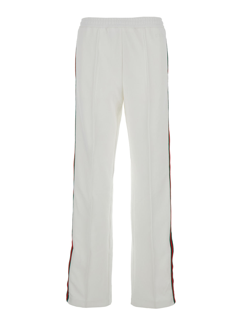 Gucci Women White Joggers Pants With Logo Embroidery And Web Detail In Polyamide Woman