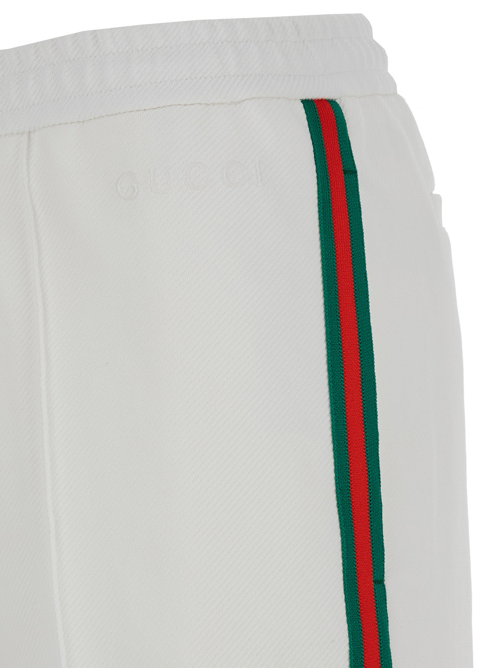 Gucci Women White Joggers Pants With Logo Embroidery And Web Detail In Polyamide Woman
