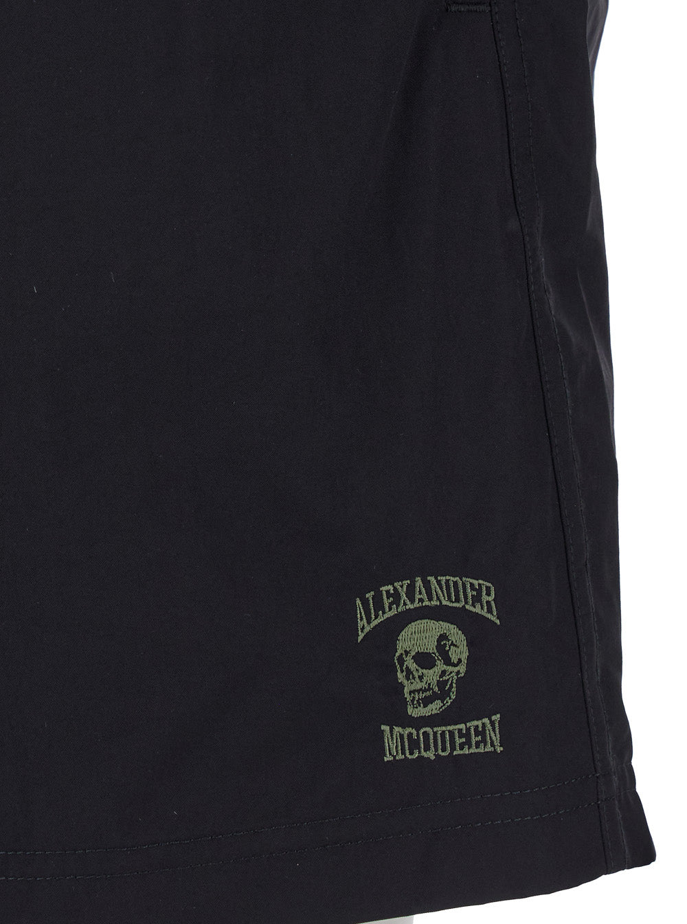 Alexander Mcqueen Men 'Varsity Skull' Black Swimming Shorts With Logo Detail In Nylon Man