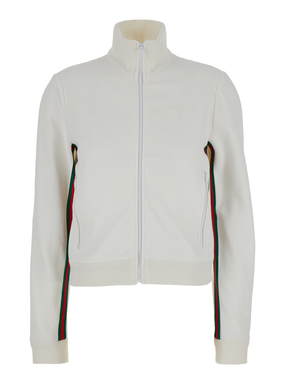 Gucci Women White Crop Sweatshirt With Web Detail In Polyamide Woman