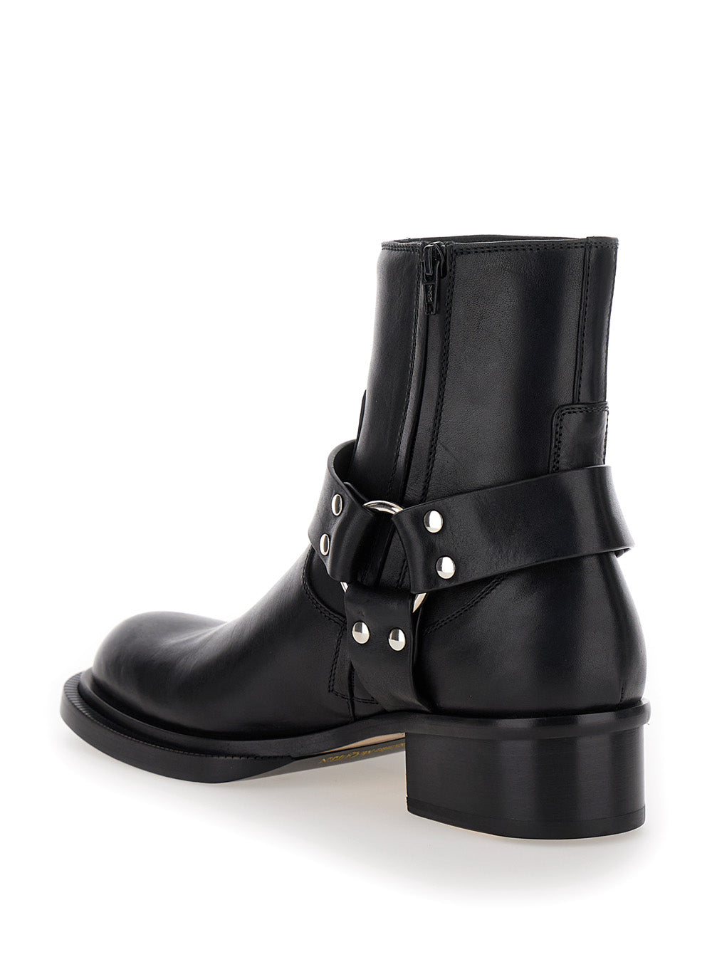 Alexander Mcqueen Men Black Ankle Boots With Harness Detail In Leather Man