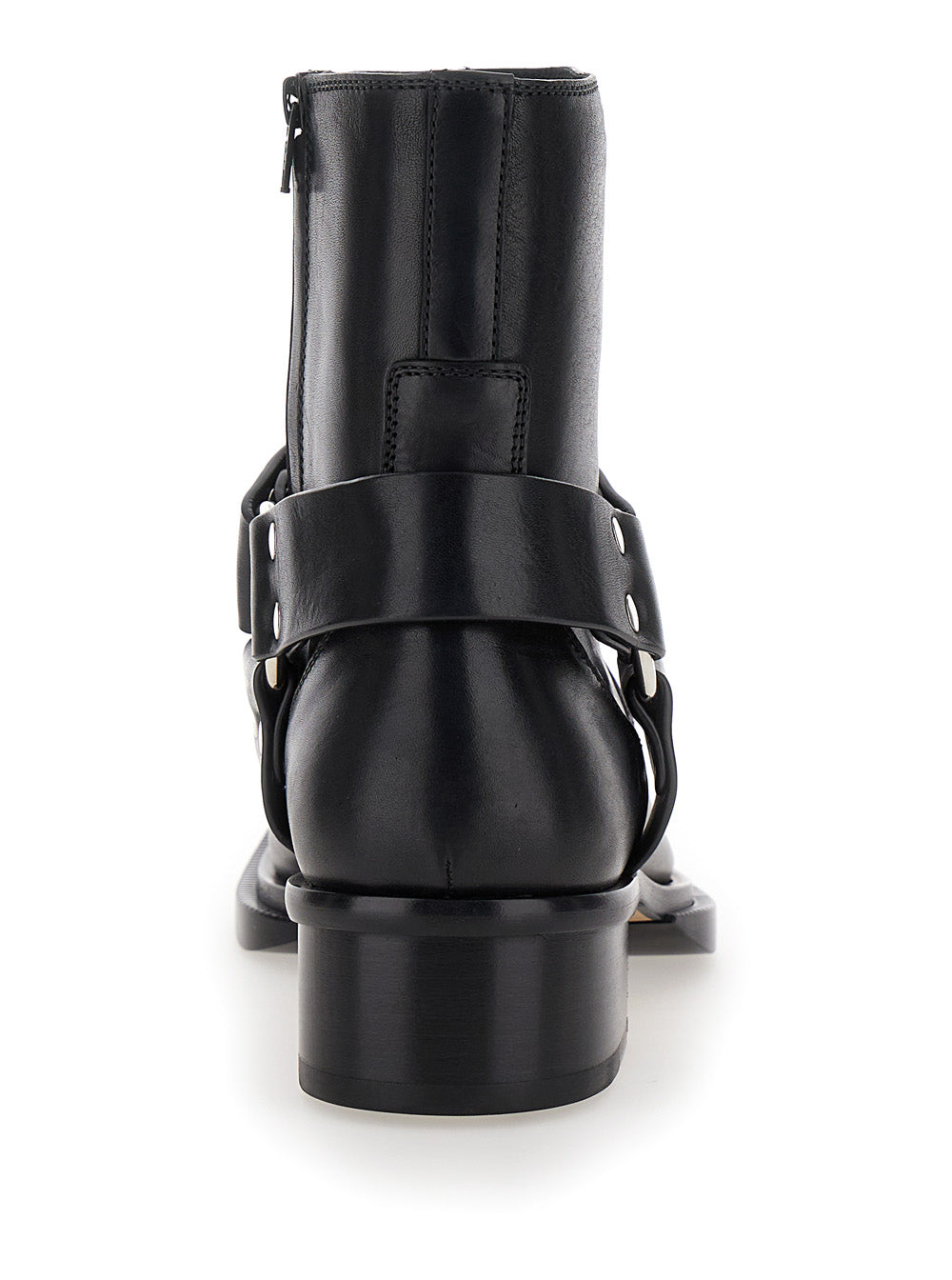 Alexander Mcqueen Men Black Ankle Boots With Harness Detail In Leather Man