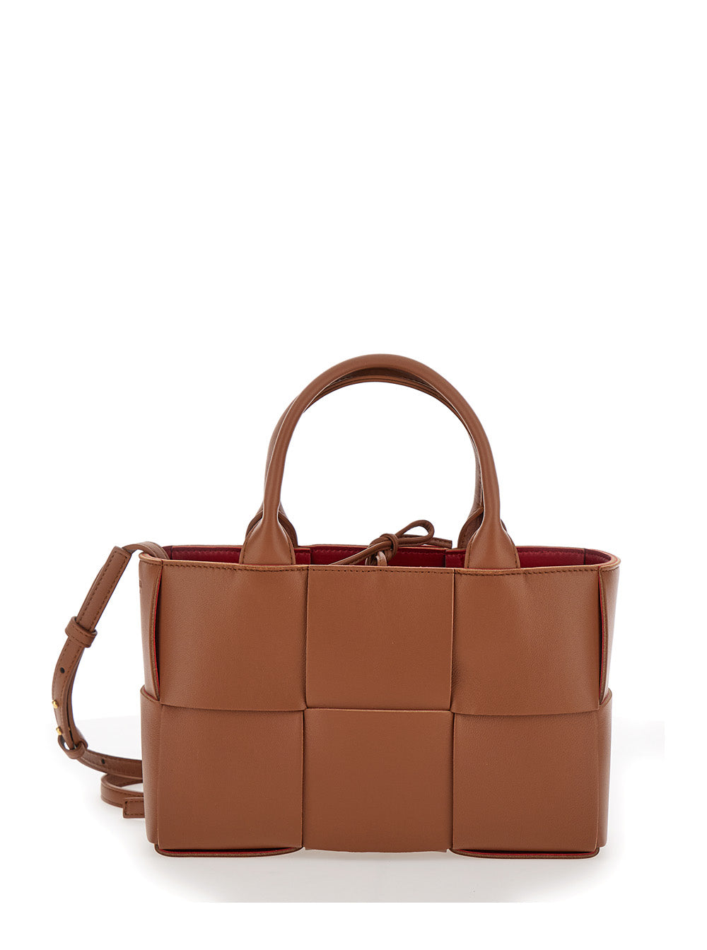 Bottega Veneta Women 'Arco Tote Mini' Brown Handbag With Intreccio Motif In Leather Woman