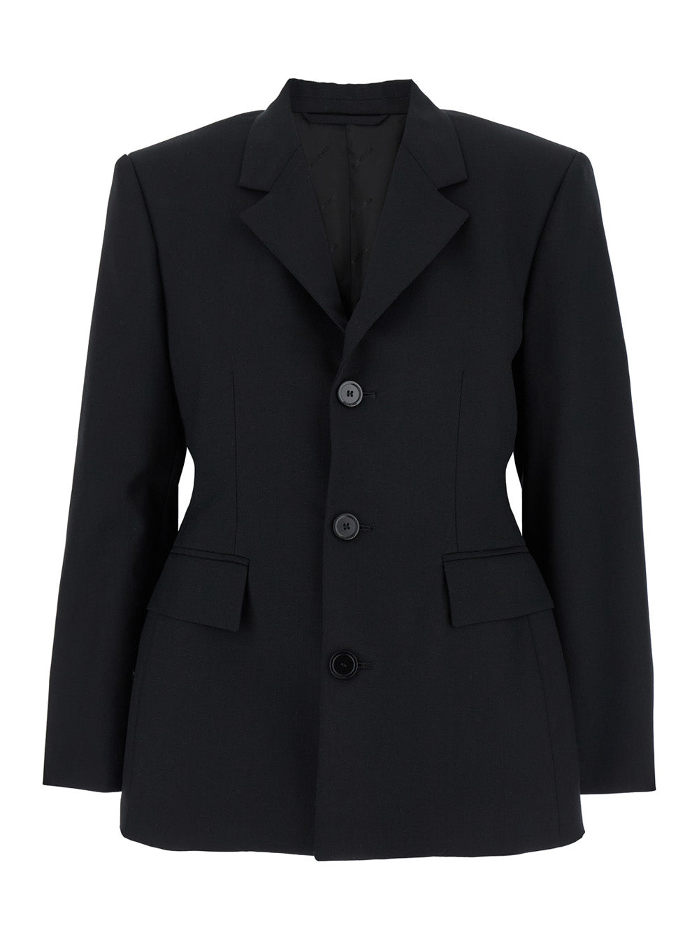 Balenciaga Women 'Hourglass' Black Single-Breasted Jacket With Notched Revers In Wool Woman