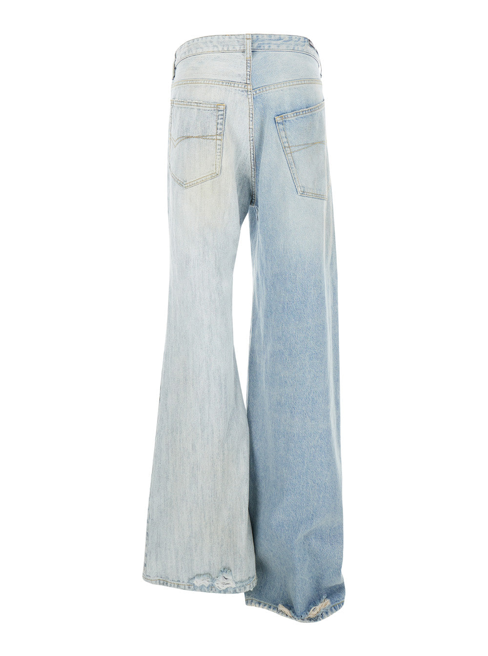 Balenciaga Women 'Fifty-Fifty' Light Blue Jeans With Asymmetric Legs In Denim Women