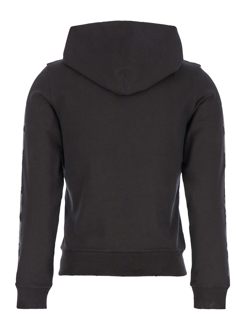 Balenciaga Women Black Zip-Up Hoodie With No Logo Gothic Print In Jersey Woman