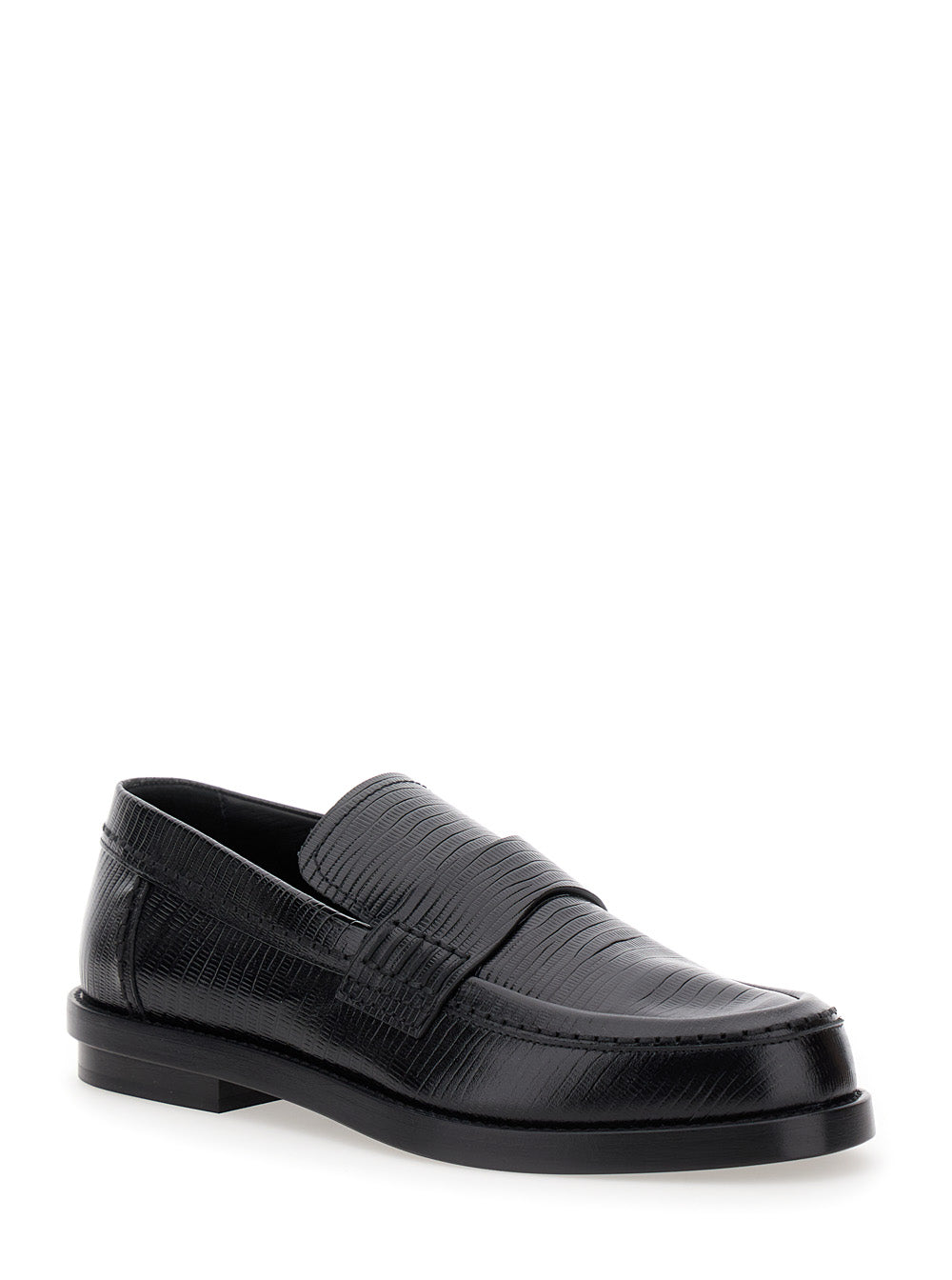 Alexander Mcqueen Men Black Slip-On Loafers In Leather Man