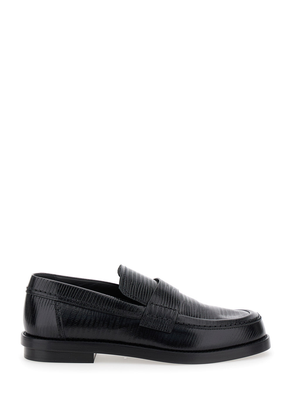 Alexander Mcqueen Men Black Slip-On Loafers In Leather Man