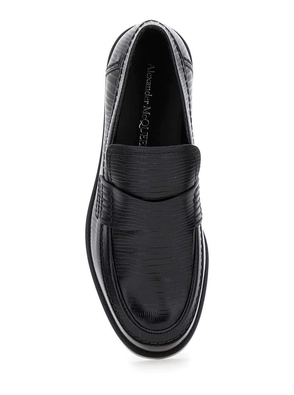 Alexander Mcqueen Men Black Slip-On Loafers In Leather Man