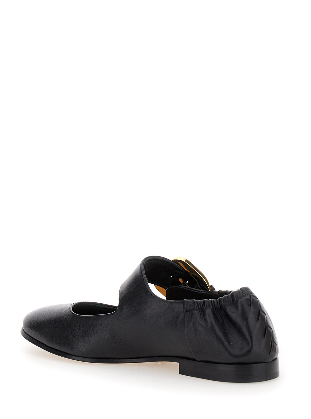 Bottega Veneta Women 'Astaiere' Black Slip-On Mary Janes With Maxi Buckle In Leather Woman