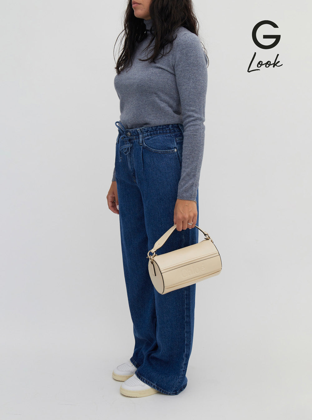 Chloé Women 'Woody' Cream White Tube Shoulder Bag With Engraved Logo In Leather Woman