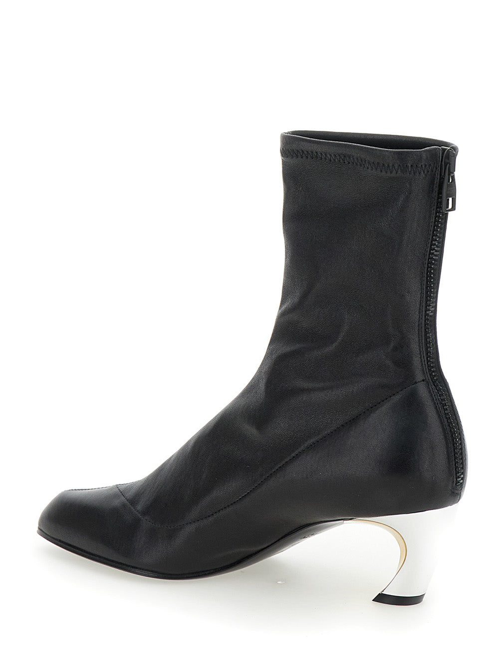 Alexander Mcqueen Women 'Armadillo' Black Ankle Boots With Golden Heel In Smooth Leather Woman