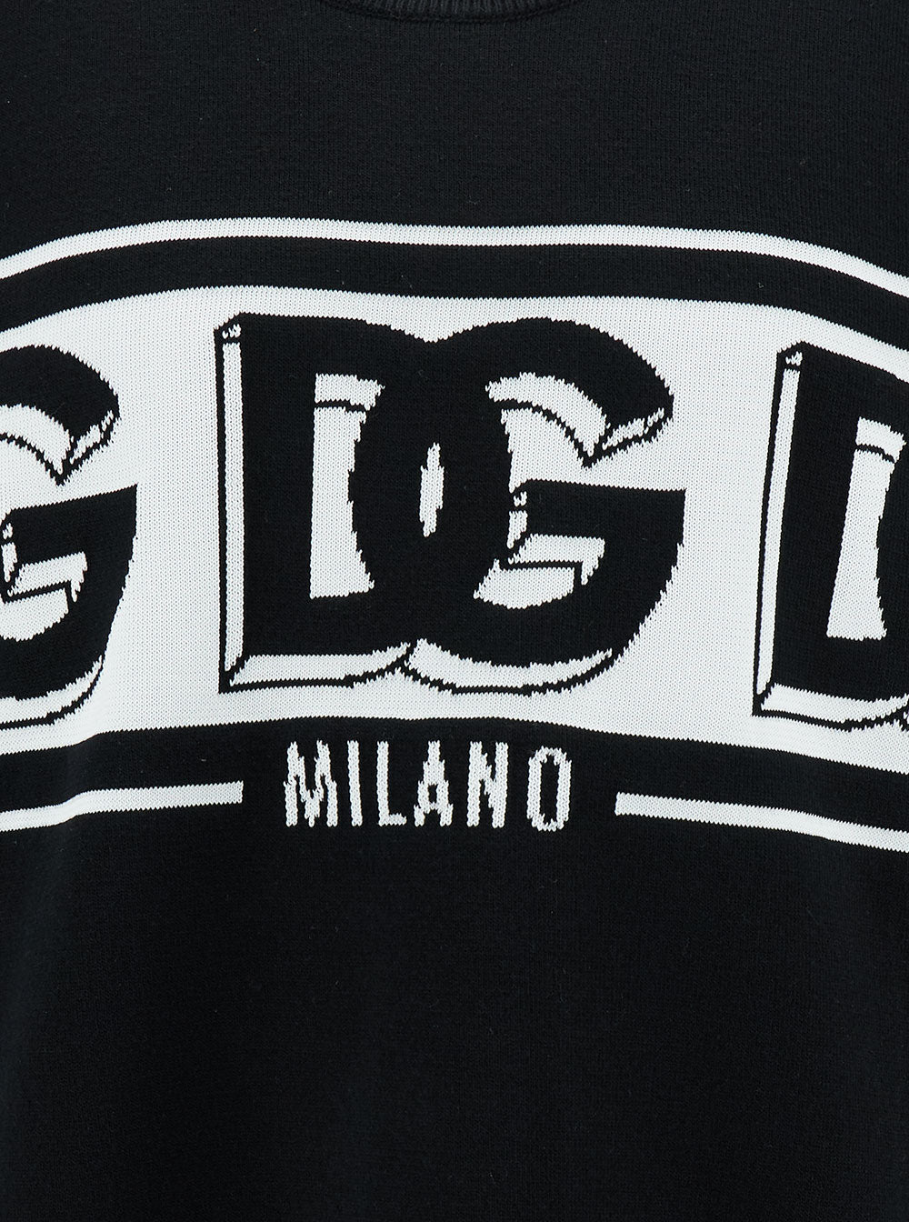 Dolce & Gabbana Men Black Crewneck Sweater With Dg Motif In Wool Blend Man
