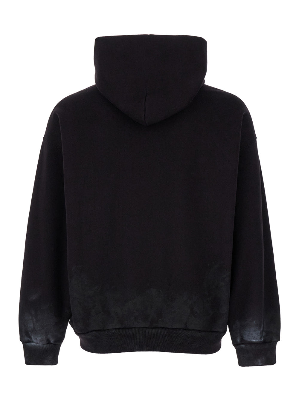 Balenciaga Men Black Hoodie With Metal Bb Stencil Motif In Dirty Effect Cotton Man