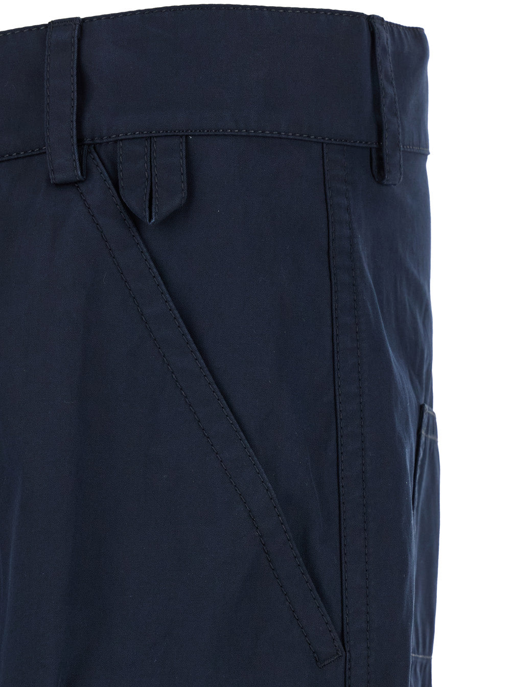 Bottega Veneta Men Blue Straight Leg Pants With Logo Patch In Cotton Man