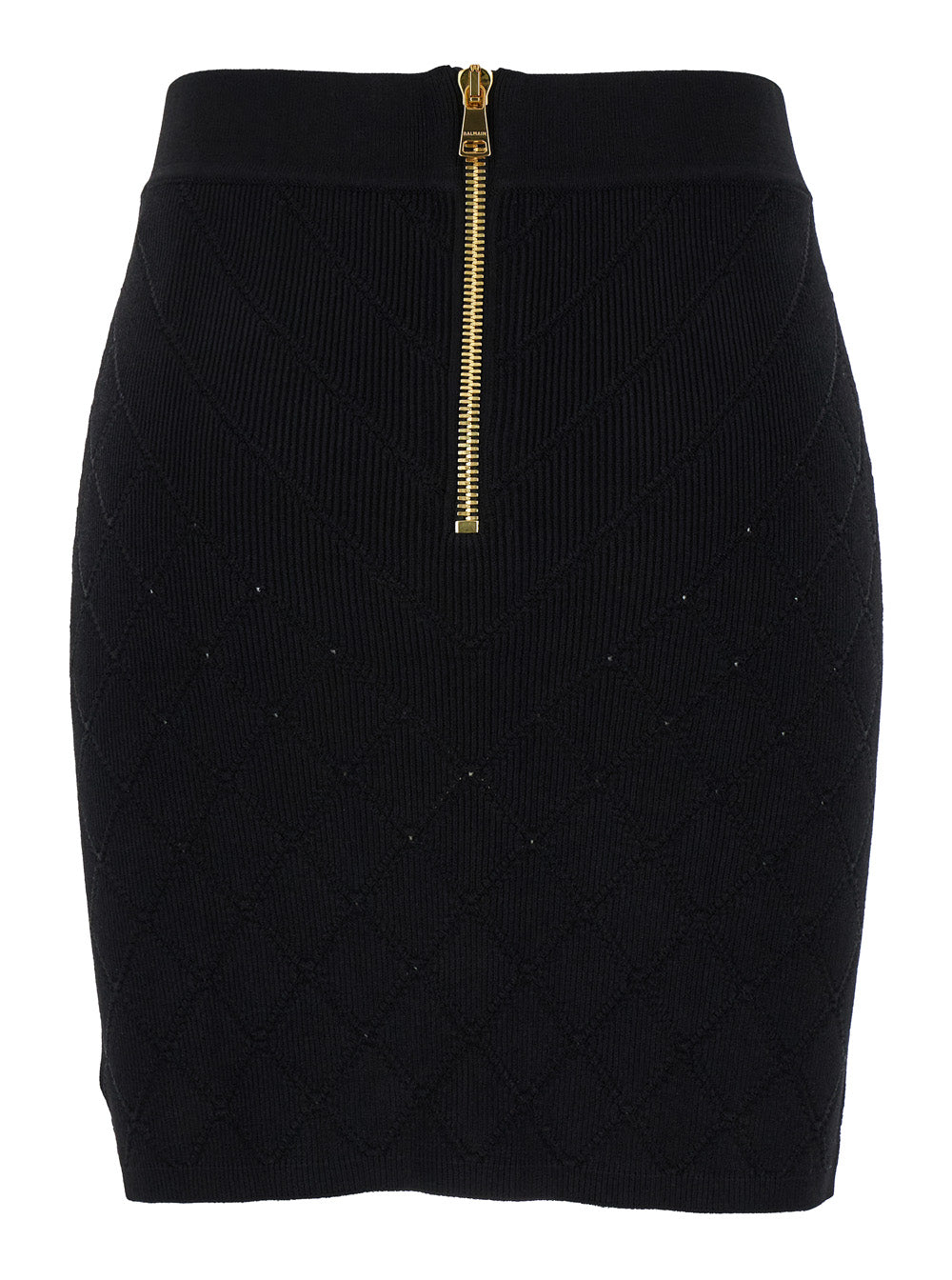 Balmain Women Black Short Skirt With Jewel Buttons In Viscose Blend Woman