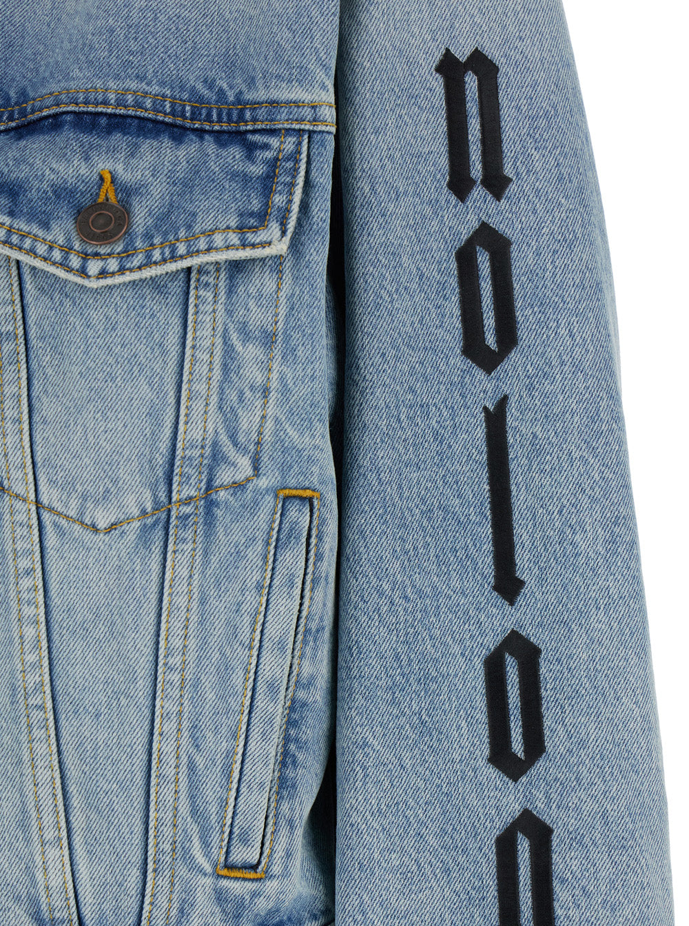 Balenciaga Women 'No Logo' Light Blue Jacket With Artwork Embellishment In Denim Woman