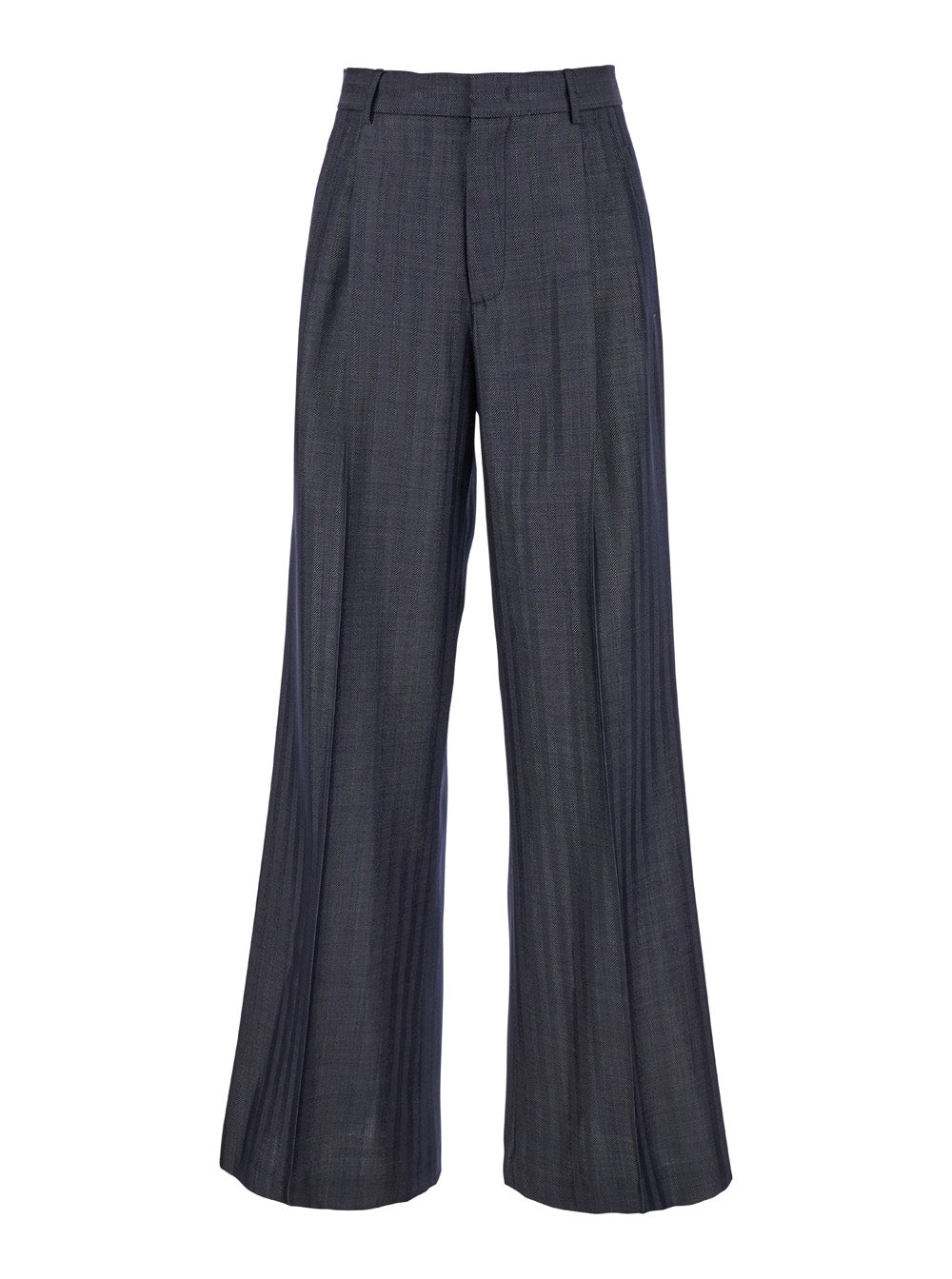 Etro Women Grey Wide Pants With Concealed Closure In Wool Blend Woman