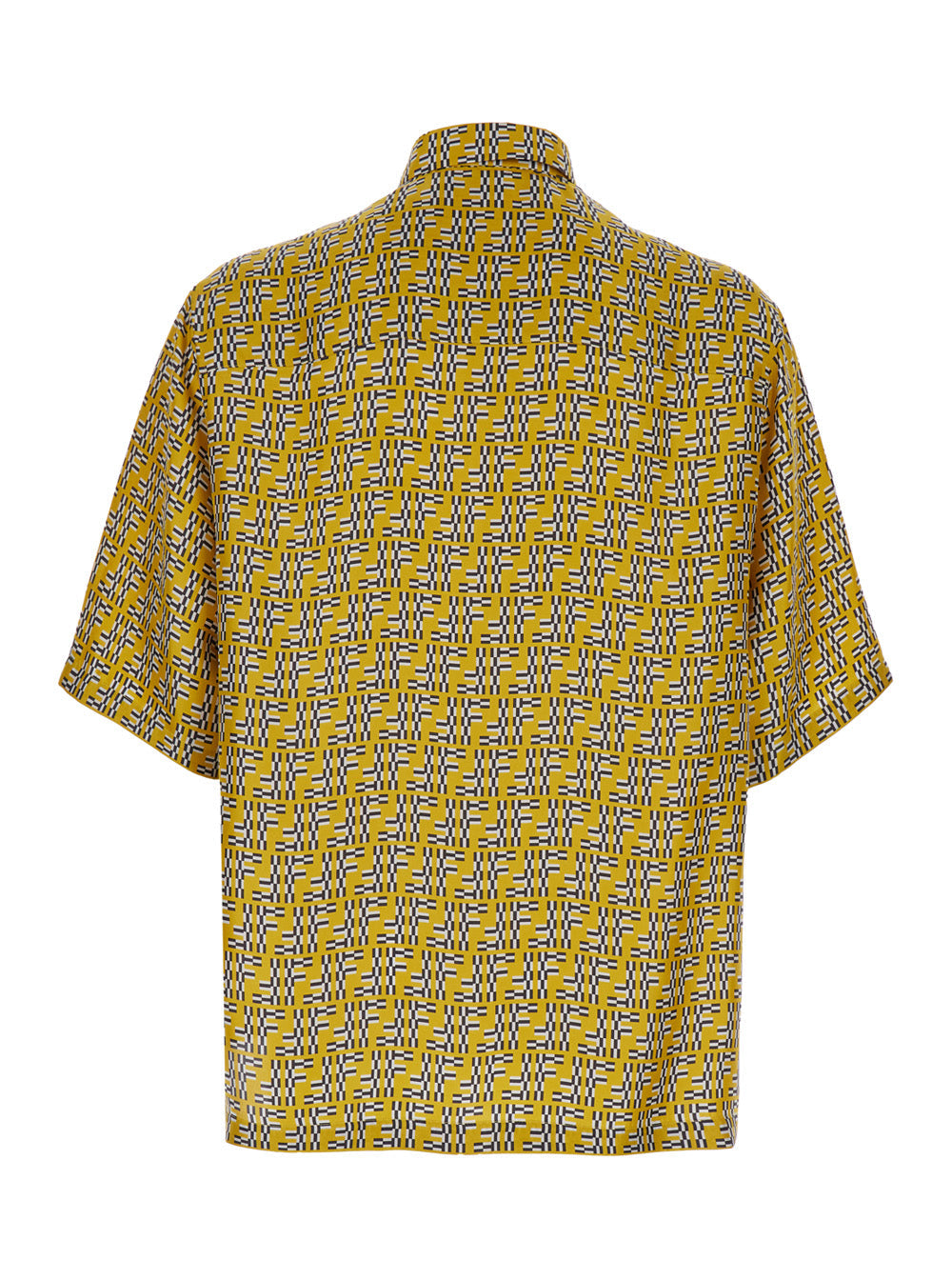 Fendi Men Yellow Shirt With Fendi Labyrinth Motiv In Silk Man