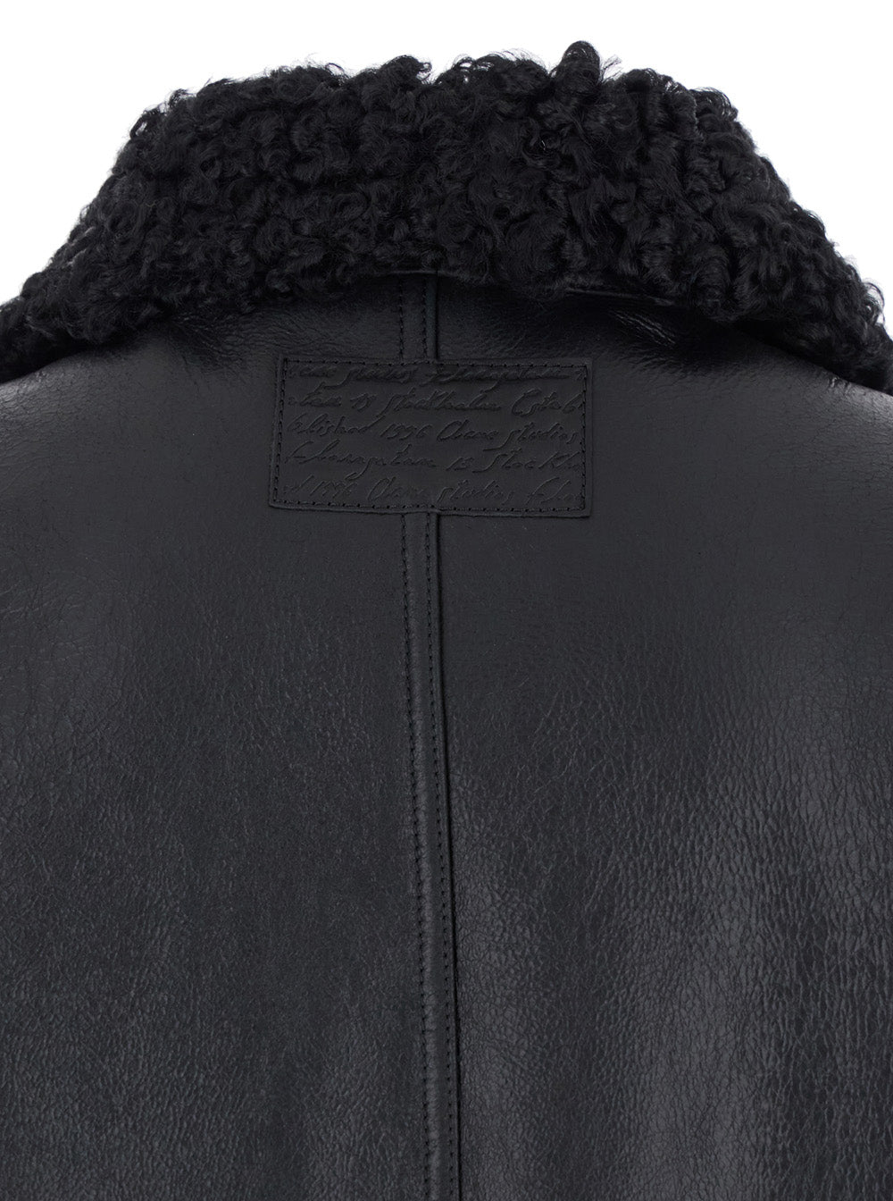 Acne Studios Men Black Bomber Jacket With Fur Detail On The Collar In Leather Man