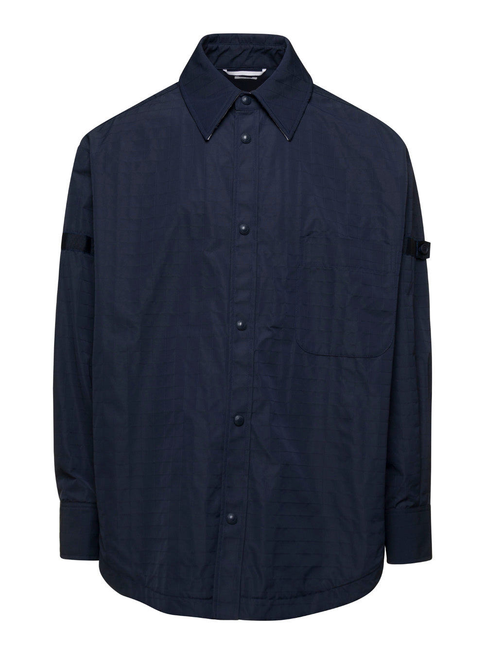 Thom Browne Men Oversized Blue Shirt With Patch Pockets In Polyamide Blend Man