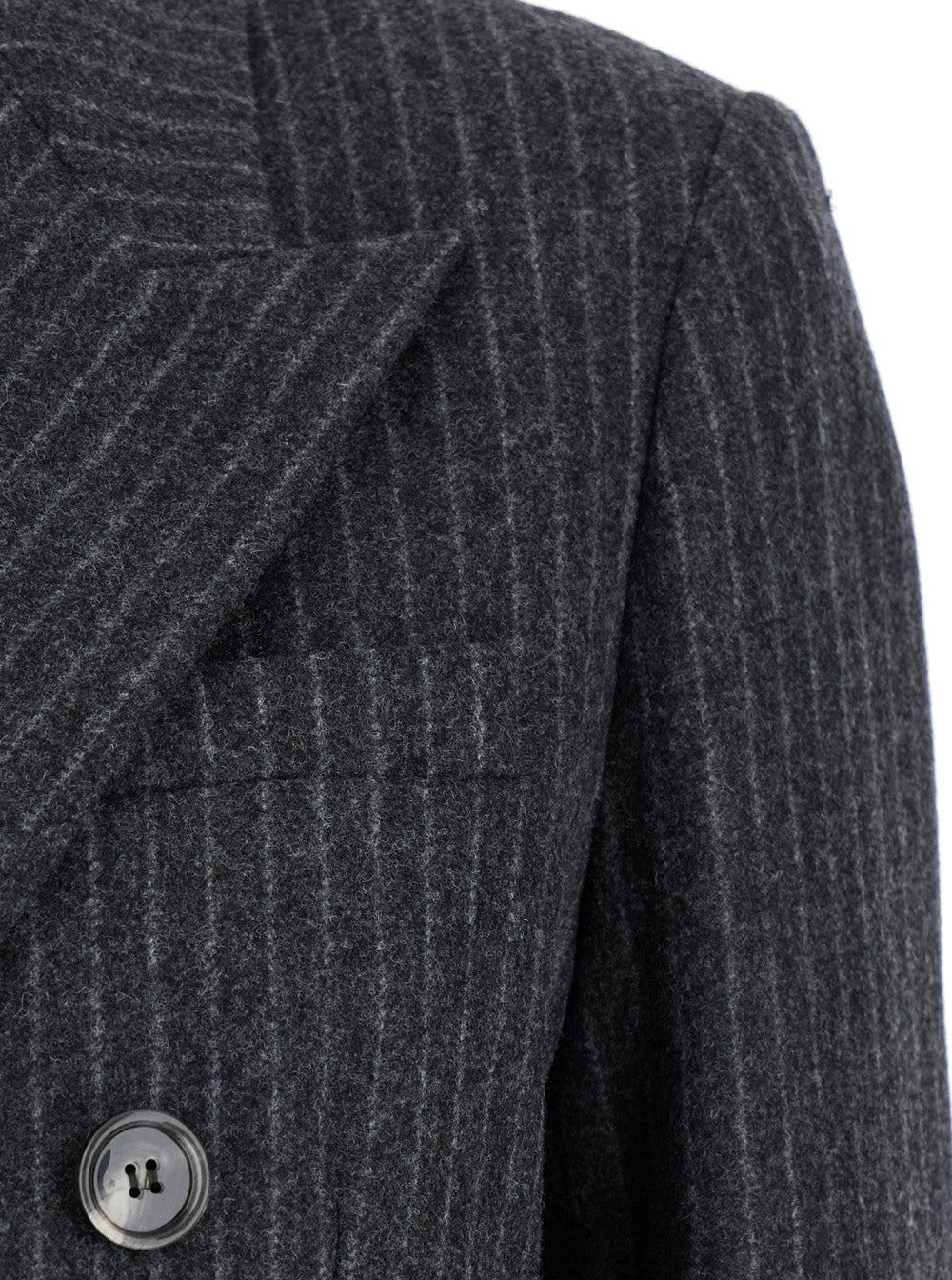 Ami Paris Women Grey Striped Double-Breasted Jacket In Wool Woman