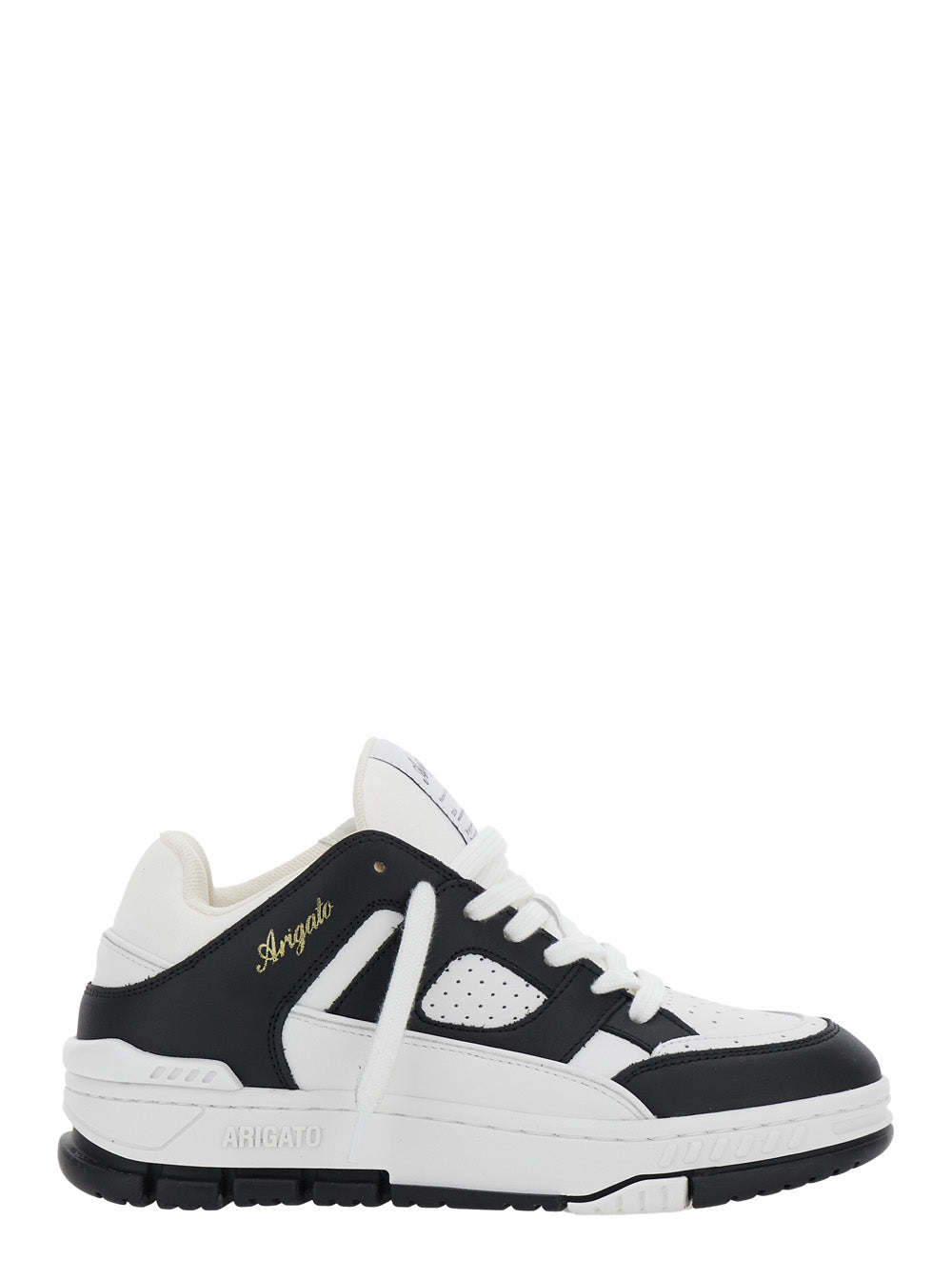 Axel Arigato Women 'Area Lo' Black And White Low Top Sneakers With Laminated Leather In Leather Blend Woman