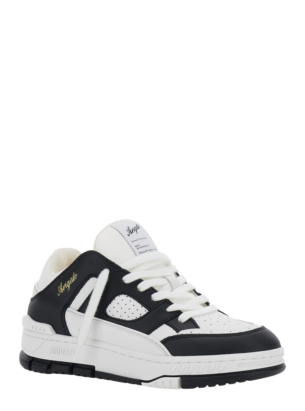 Axel Arigato Women 'Area Lo' Black And White Low Top Sneakers With Laminated Leather In Leather Blend Woman