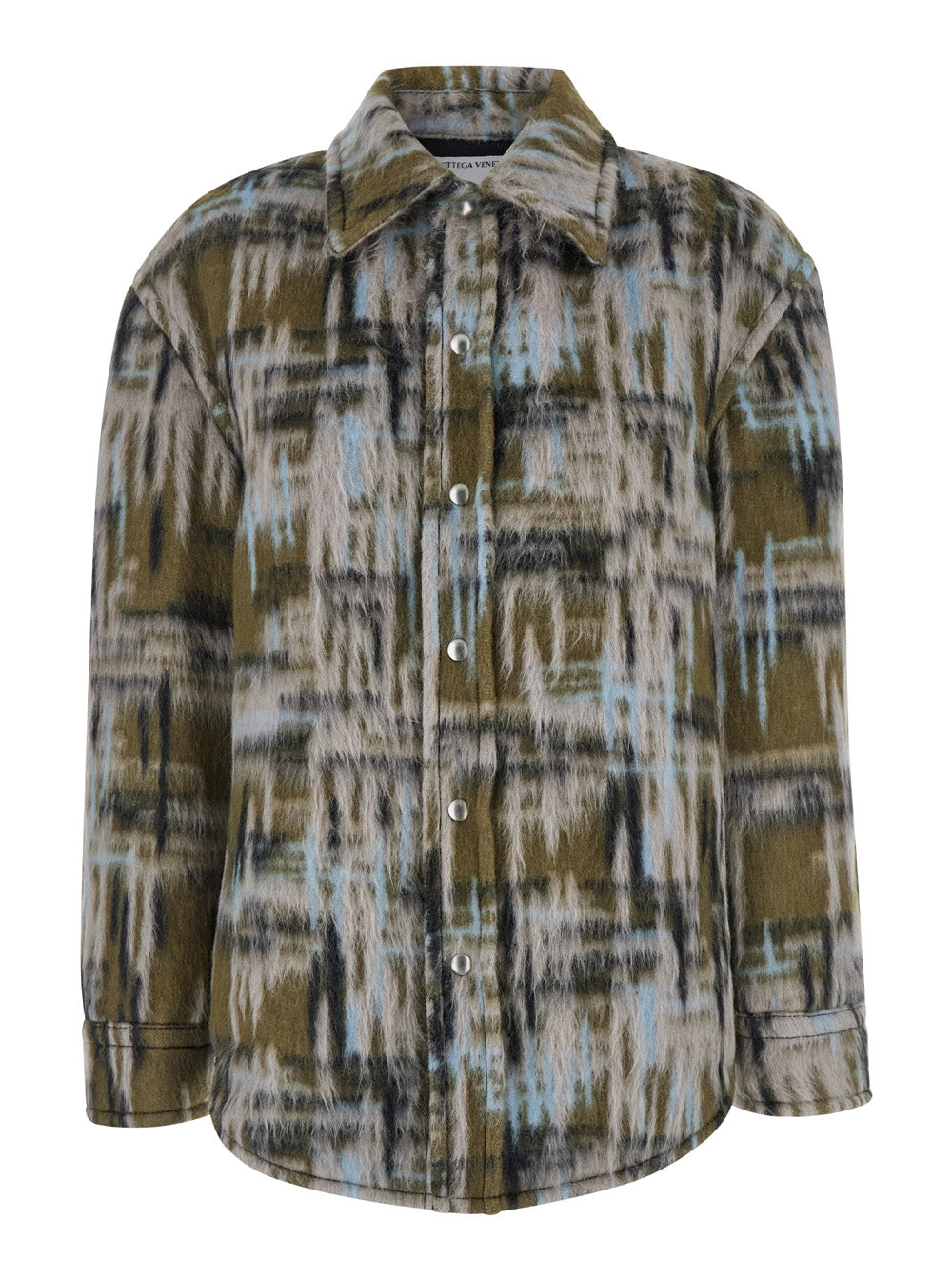 Bottega Veneta Women Multicolor Overshirt With Pointed Collar In Brushed Wool Woman