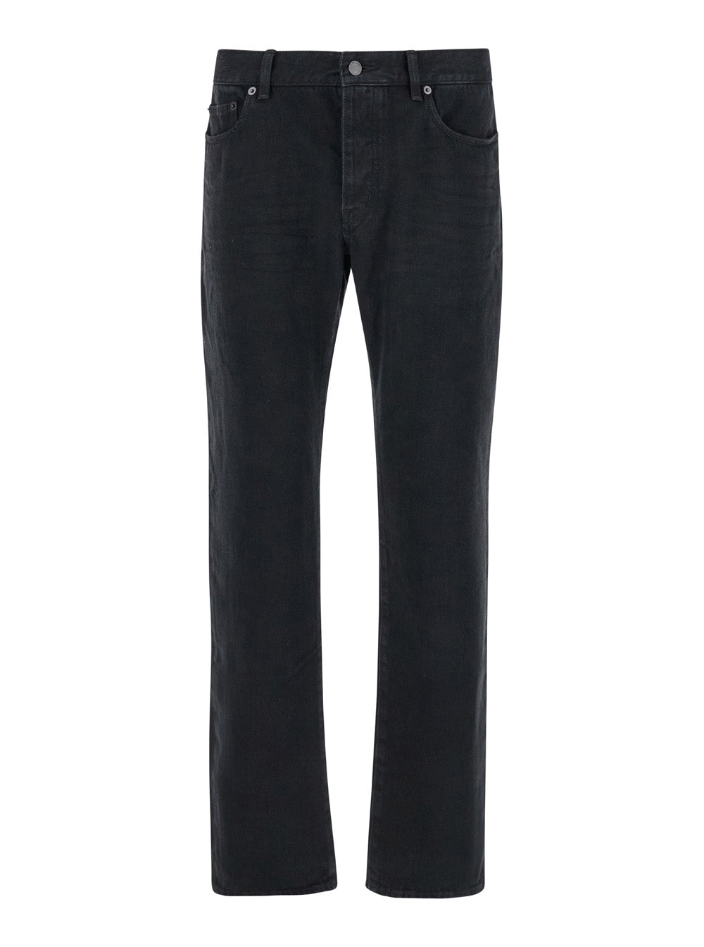 Saint Laurent Men Black Slim Jeans With Logo Patch In Denim Man
