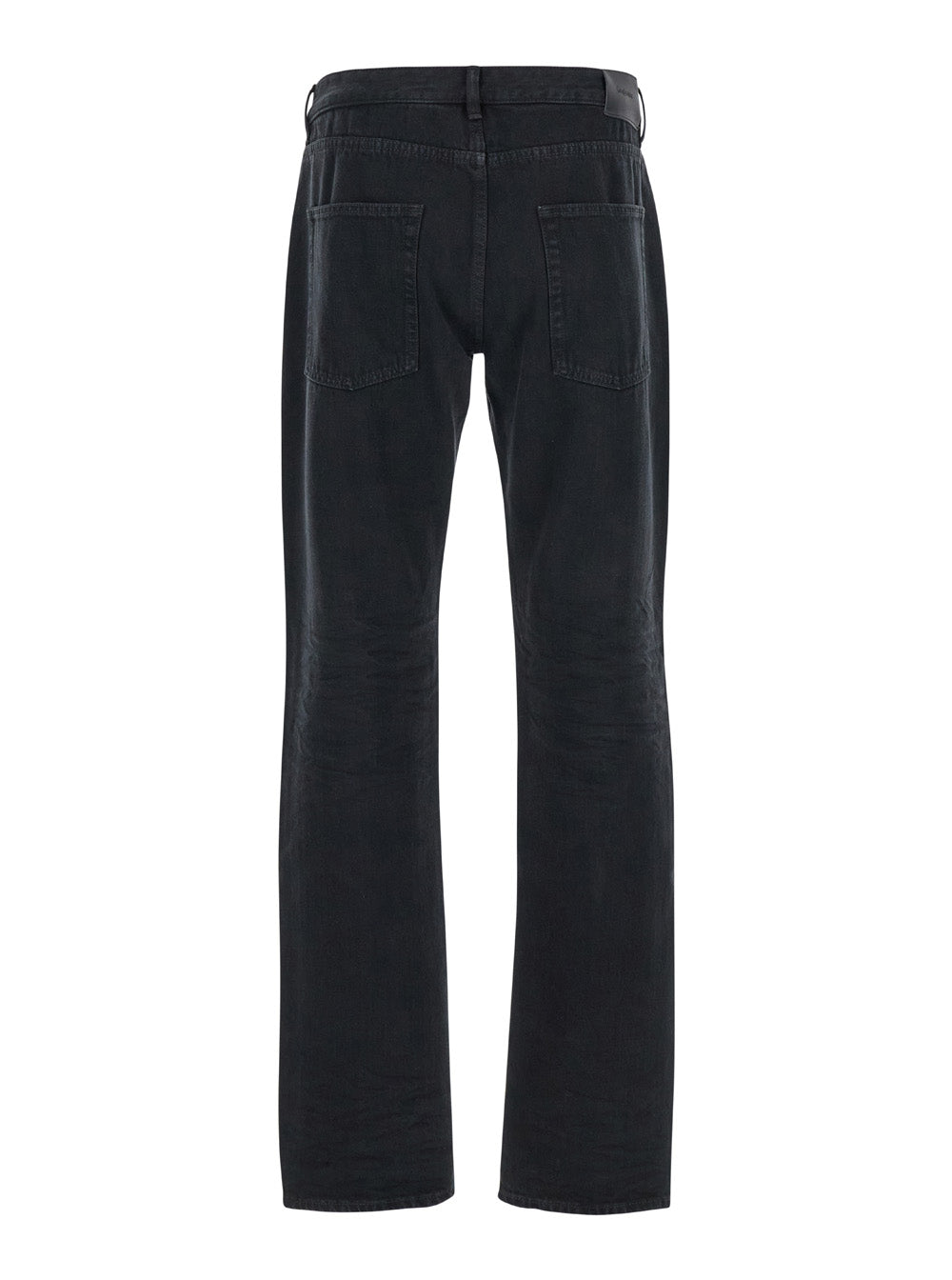 Saint Laurent Men Black Slim Jeans With Logo Patch In Denim Man