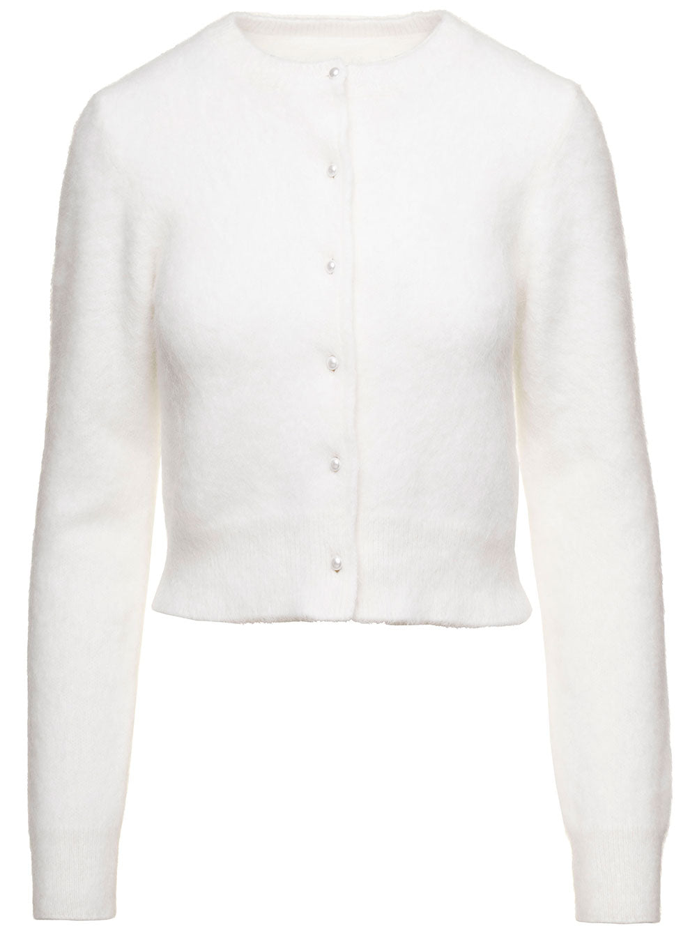 Maison Margiela Women White Cropped Cardigan In Angora Woman